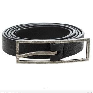 SAINT LAURENT ,skinny leather belt,with antique silver hardware